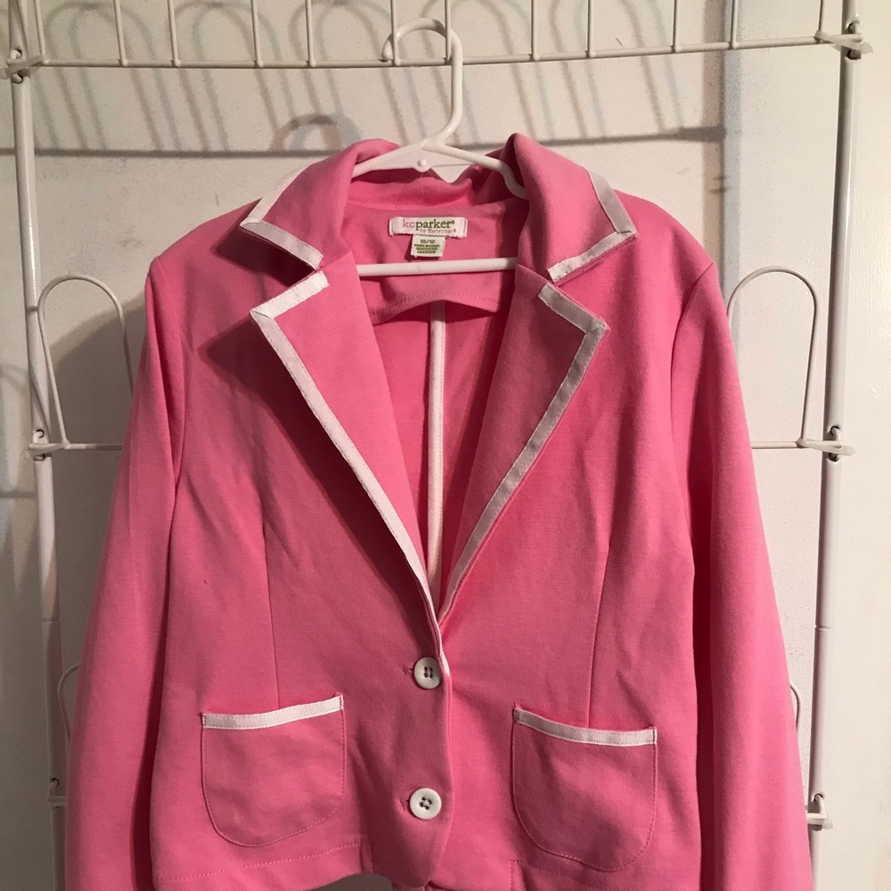 Girls pink jacket with white piping
